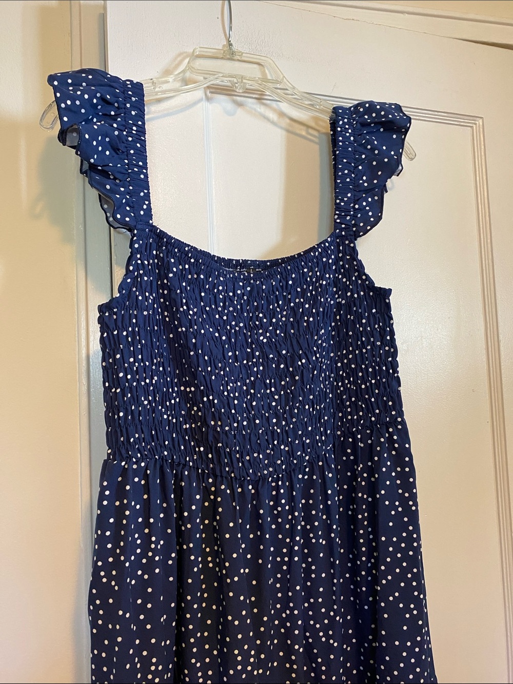 NWOT FAPPAREL navy blue and white polka dot dress size size L - Picture 11 of 16